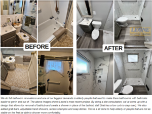 Aging in place bathroom renovation for the elderly by Leone Plumbing