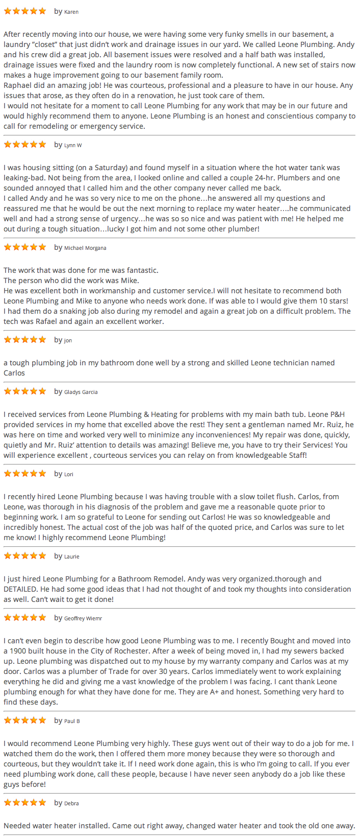 Top Rated Plumber in Rochester  NY    Honest Testimonials From Satisfied Customers